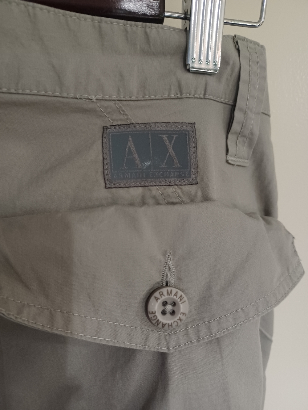 Armani Exchange Men’s Light Khaki Cargo Pants with Utility Pockets - Picture 9 of 11